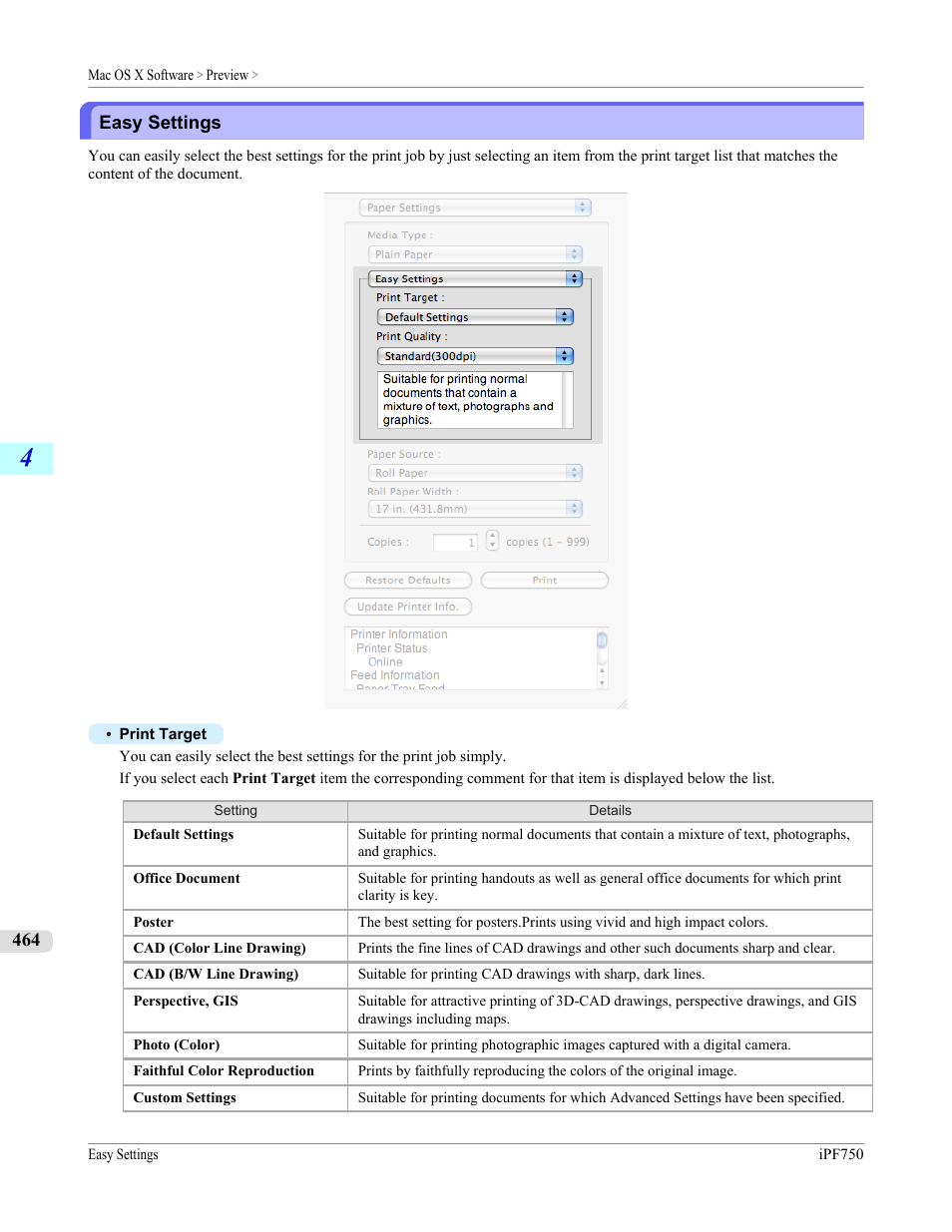 Easy settings, P.464 | Canon imagePROGRAF iPF750 MFP M40 User Manual | Page 480 / 878