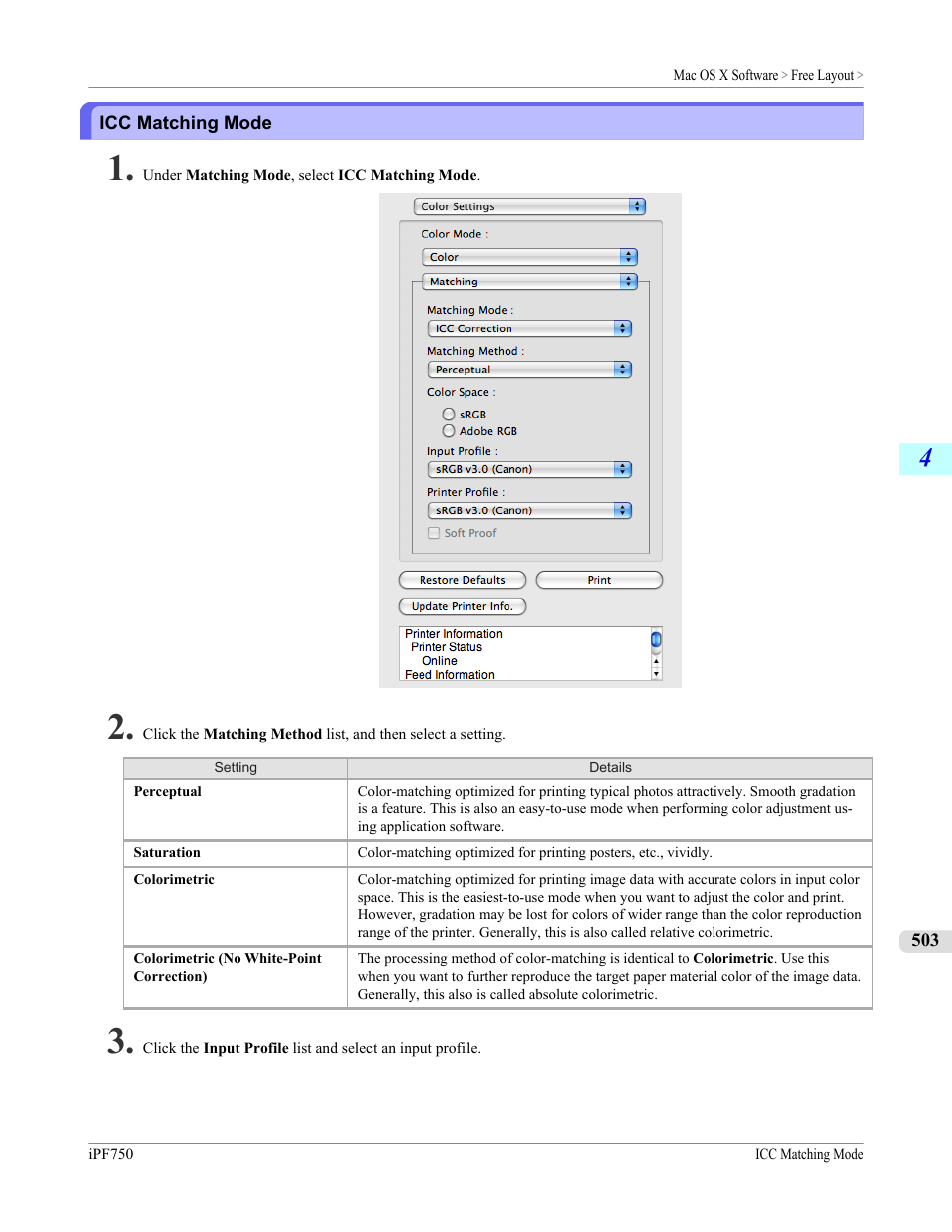 Icc matching mode, P.503 | Canon imagePROGRAF iPF750 MFP M40 User Manual | Page 519 / 878