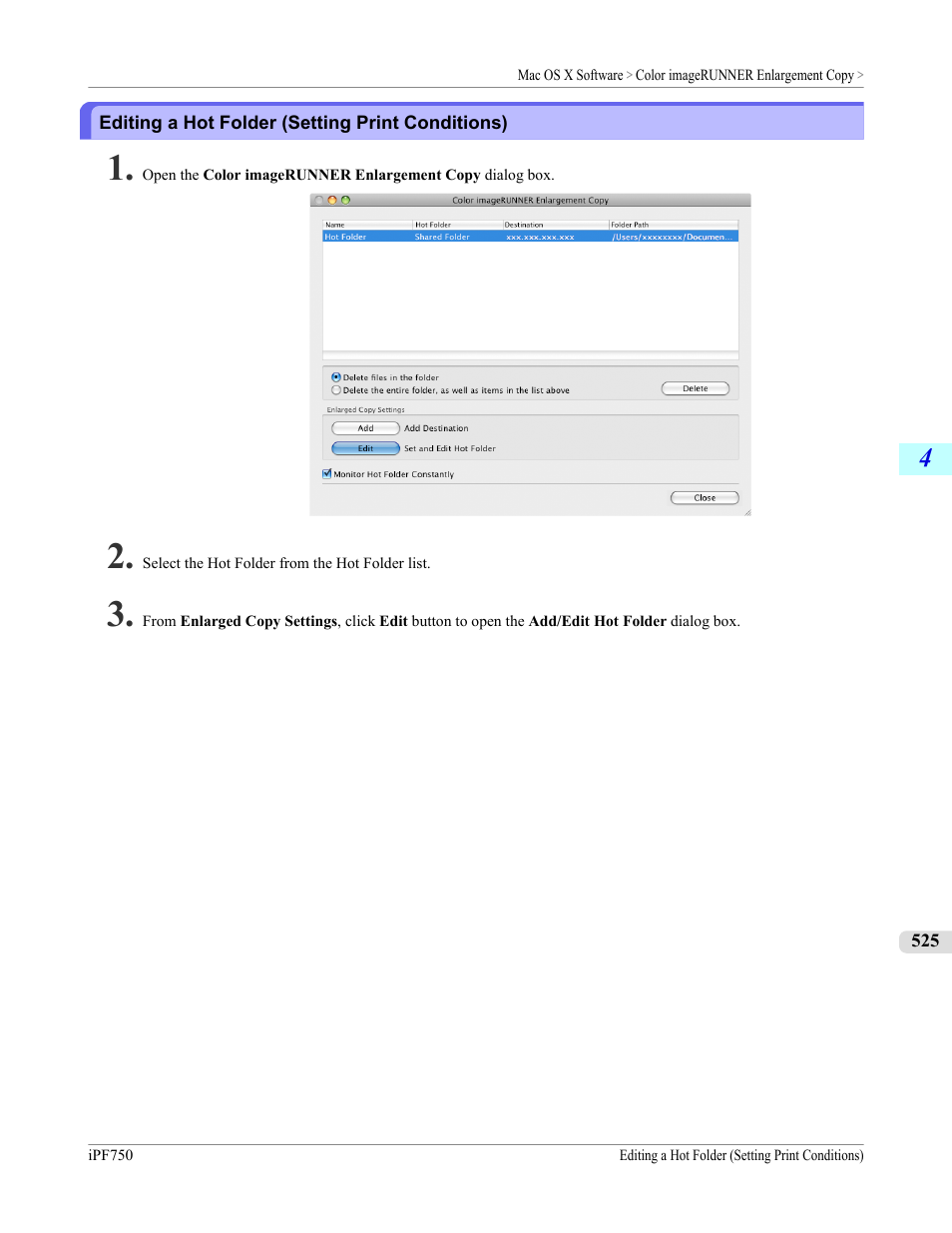 Editing a hot folder (setting print conditions) | Canon imagePROGRAF iPF750 MFP M40 User Manual | Page 541 / 878