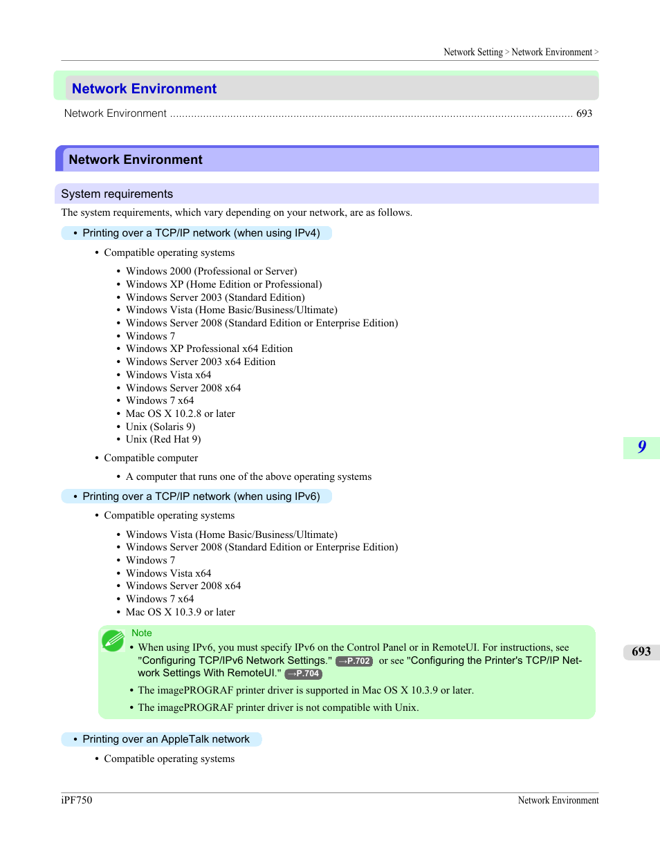 Network environment | Canon imagePROGRAF iPF750 MFP M40 User Manual | Page 709 / 878