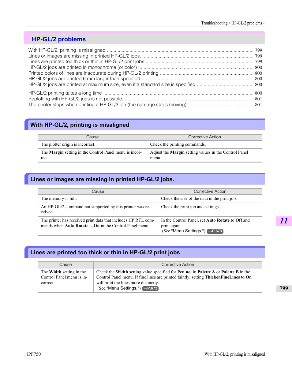Hp-gl/2 problems, With hp-gl/2, printing is misaligned | Canon imagePROGRAF iPF750 MFP M40 User Manual | Page 815 / 878