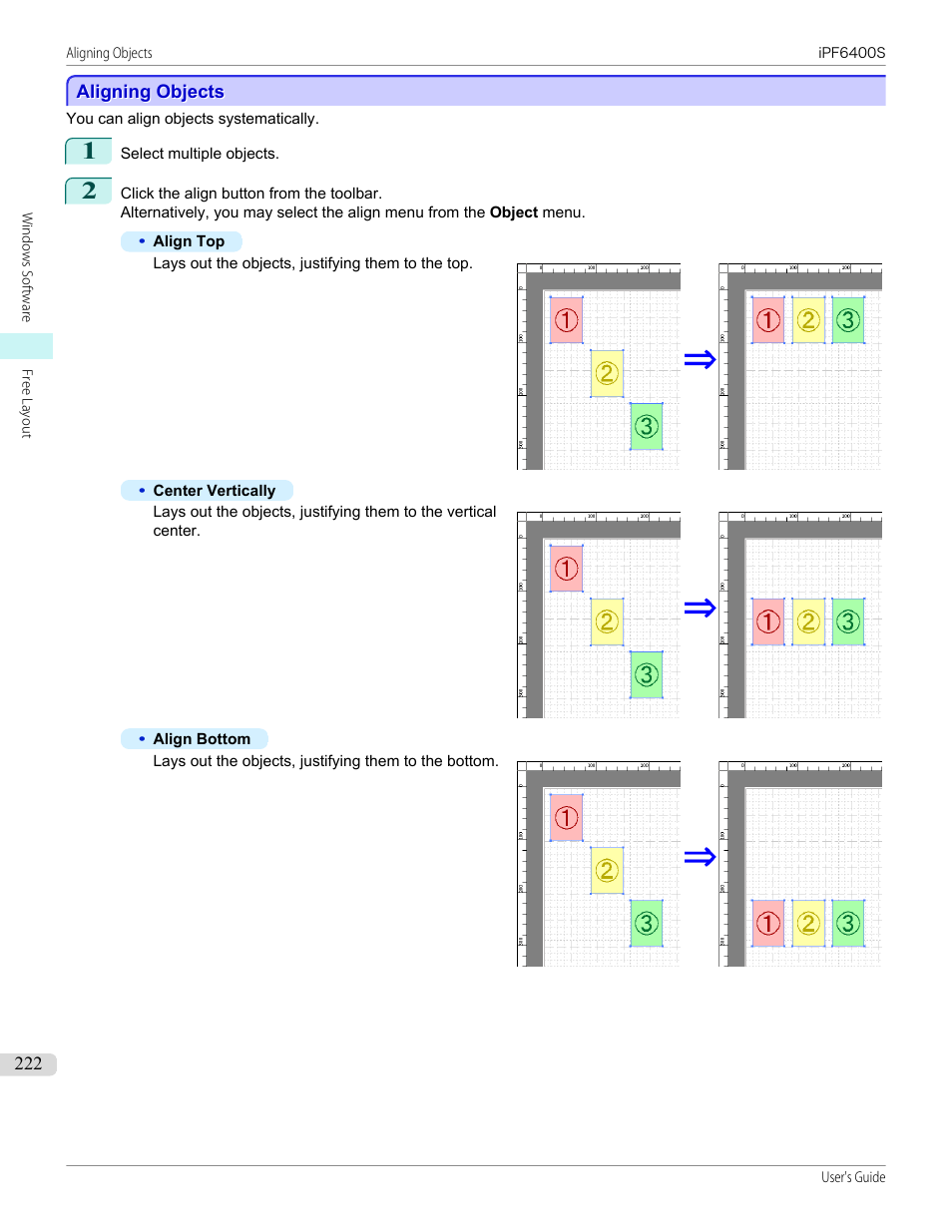 Aligning objects | Canon imagePROGRAF iPF6400S User Manual | Page 222 / 1022