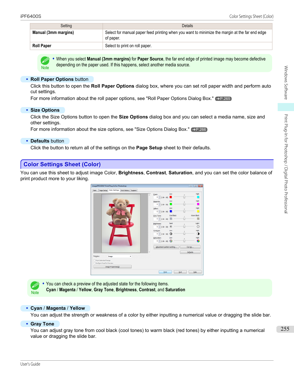 Color settings sheet (color), P.255 | Canon imagePROGRAF iPF6400S User Manual | Page 255 / 1022