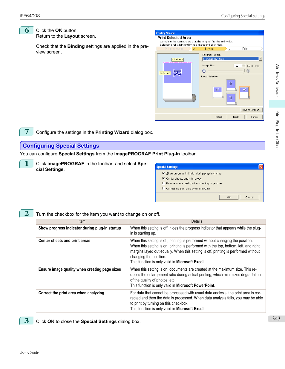 Configuring special settings, P.343 | Canon imagePROGRAF iPF6400S User Manual | Page 343 / 1022