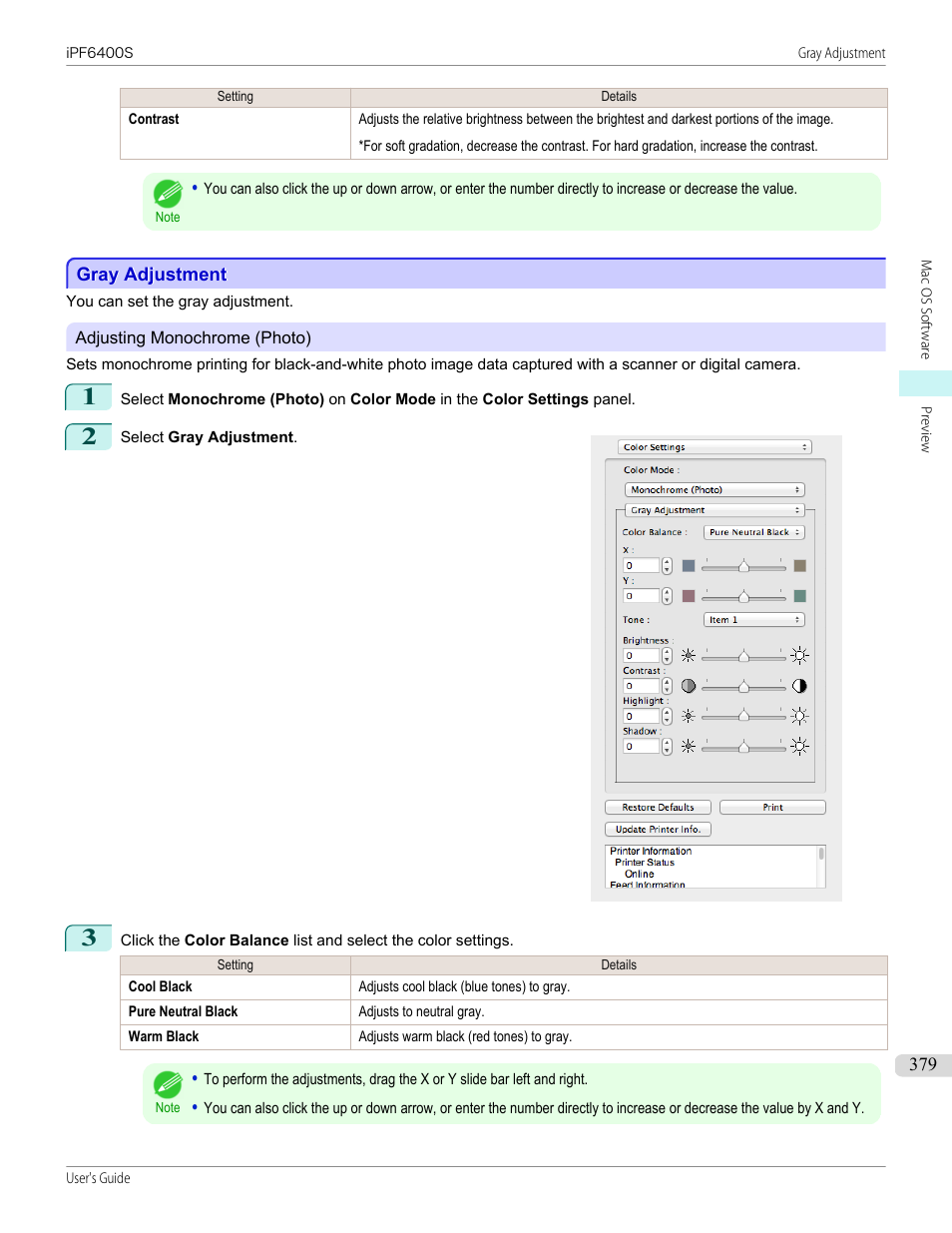 Gray adjustment, P.379 | Canon imagePROGRAF iPF6400S User Manual | Page 379 / 1022