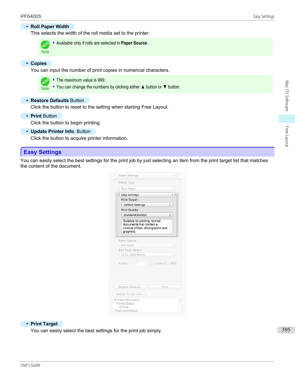 Easy settings, P.395 | Canon imagePROGRAF iPF6400S User Manual | Page 395 / 1022
