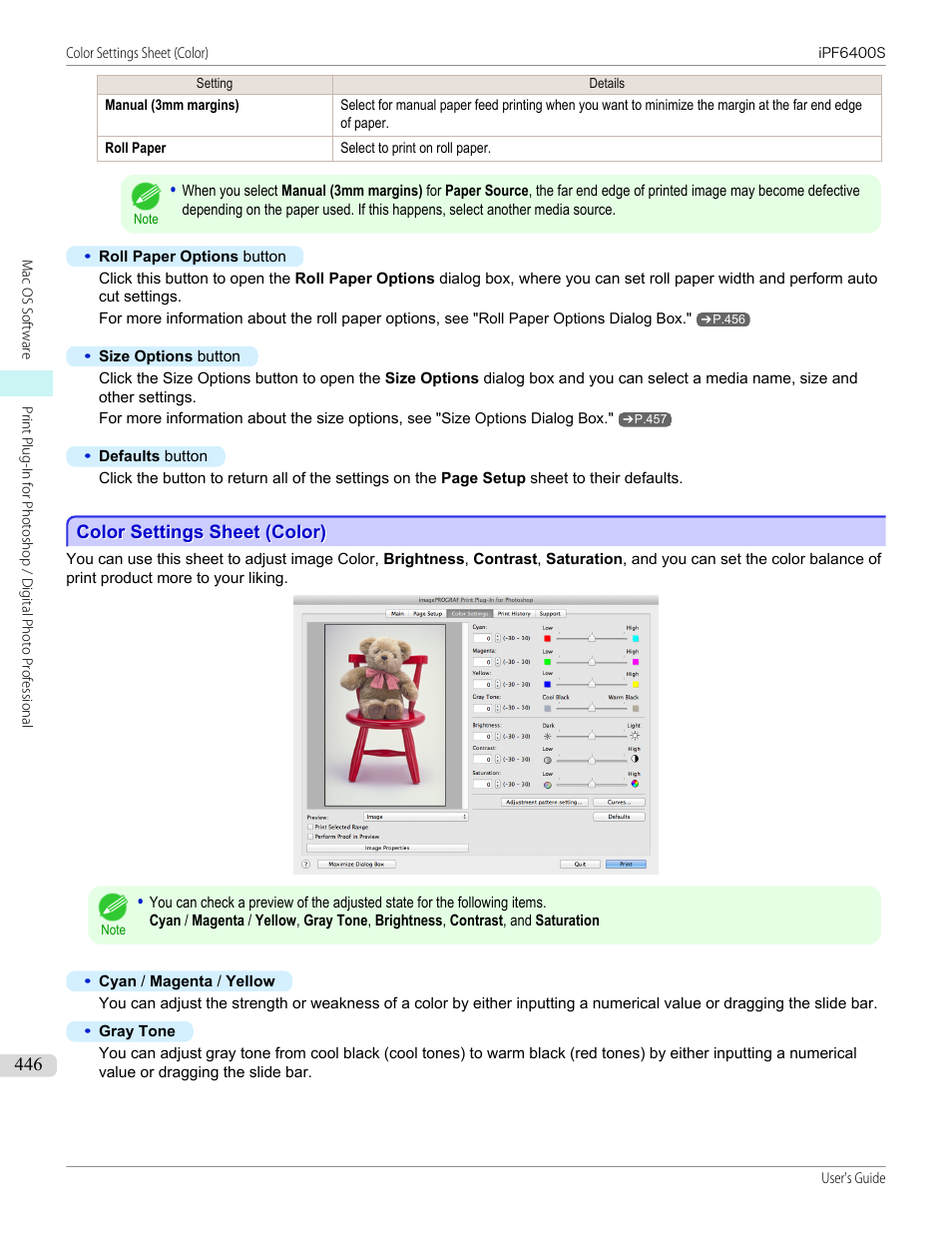 Color settings sheet (color), P.446 | Canon imagePROGRAF iPF6400S User Manual | Page 446 / 1022