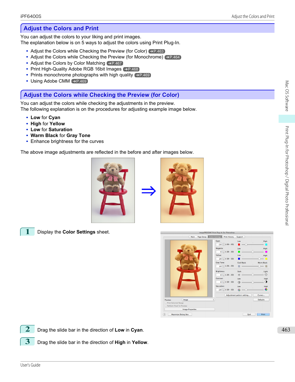 Adjust the colors and print | Canon imagePROGRAF iPF6400S User Manual | Page 463 / 1022