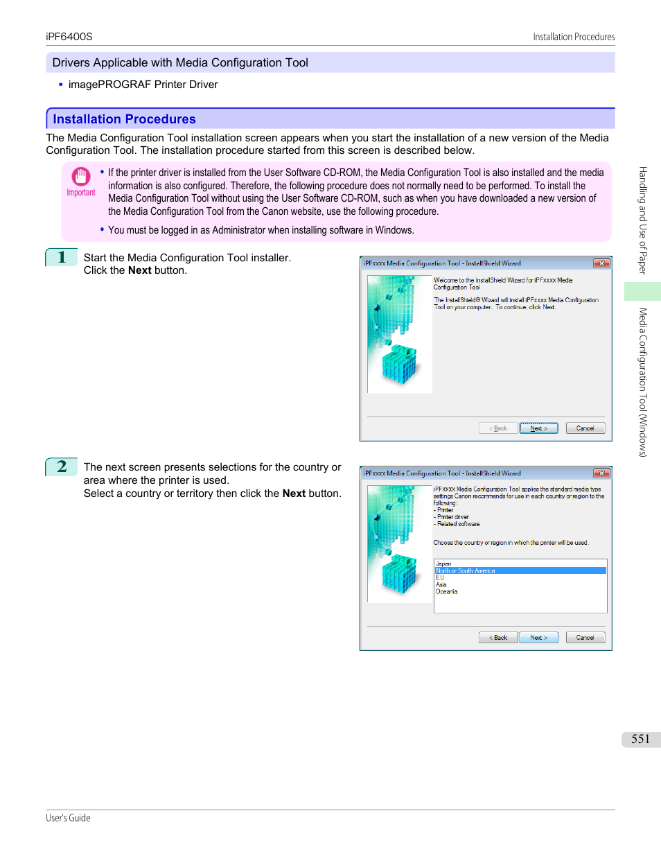Installation procedures | Canon imagePROGRAF iPF6400S User Manual | Page 551 / 1022
