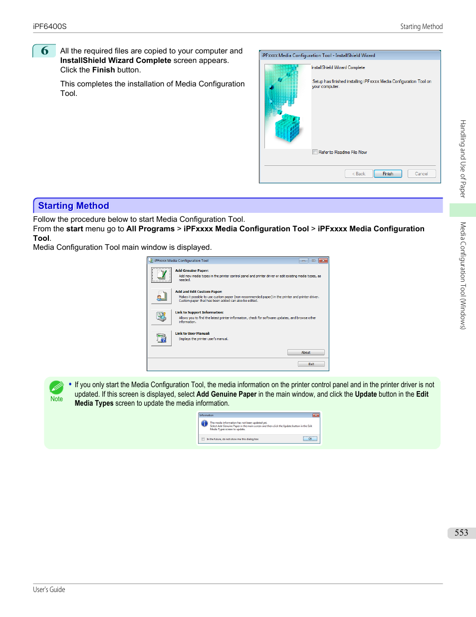 Starting method | Canon imagePROGRAF iPF6400S User Manual | Page 553 / 1022