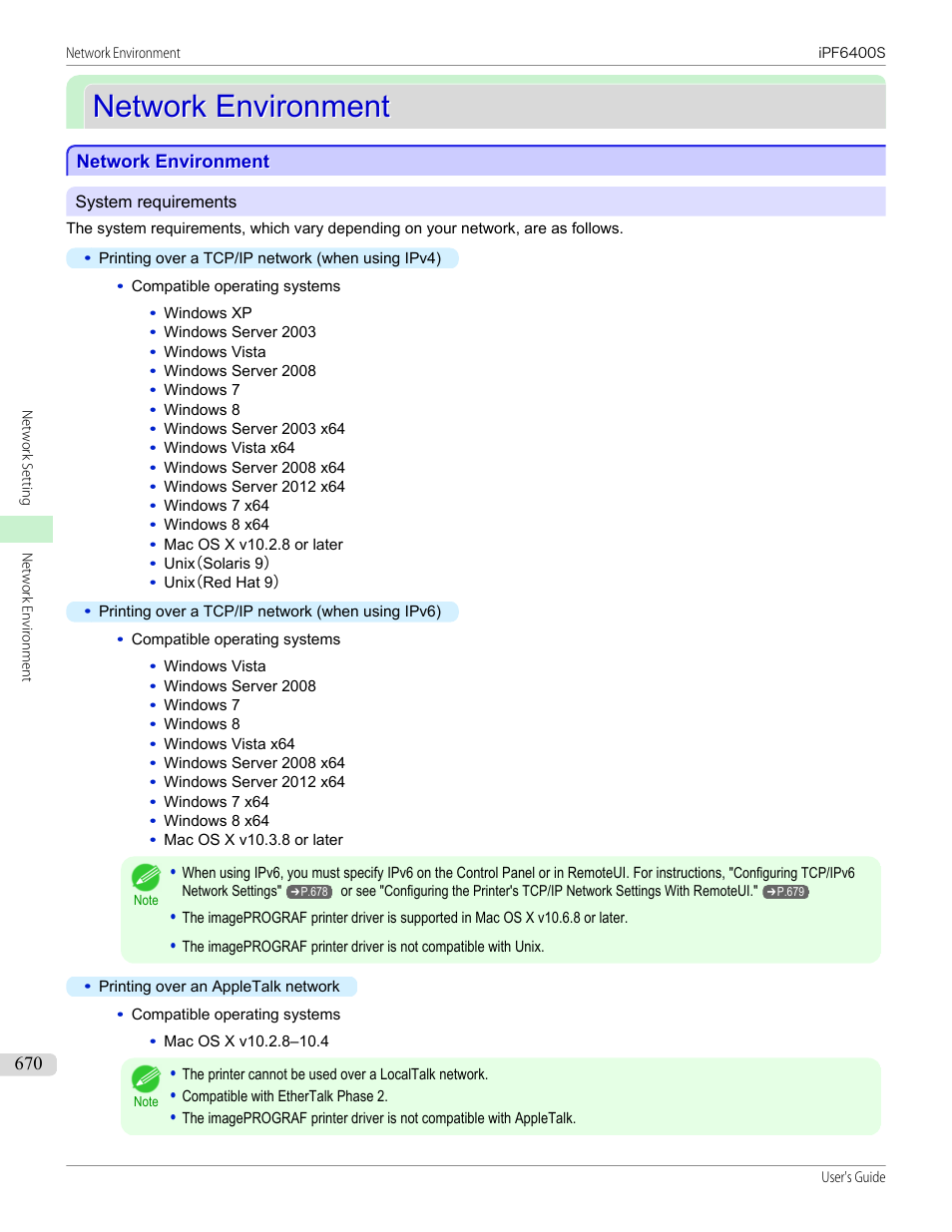 Network environment | Canon imagePROGRAF iPF6400S User Manual | Page 670 / 1022