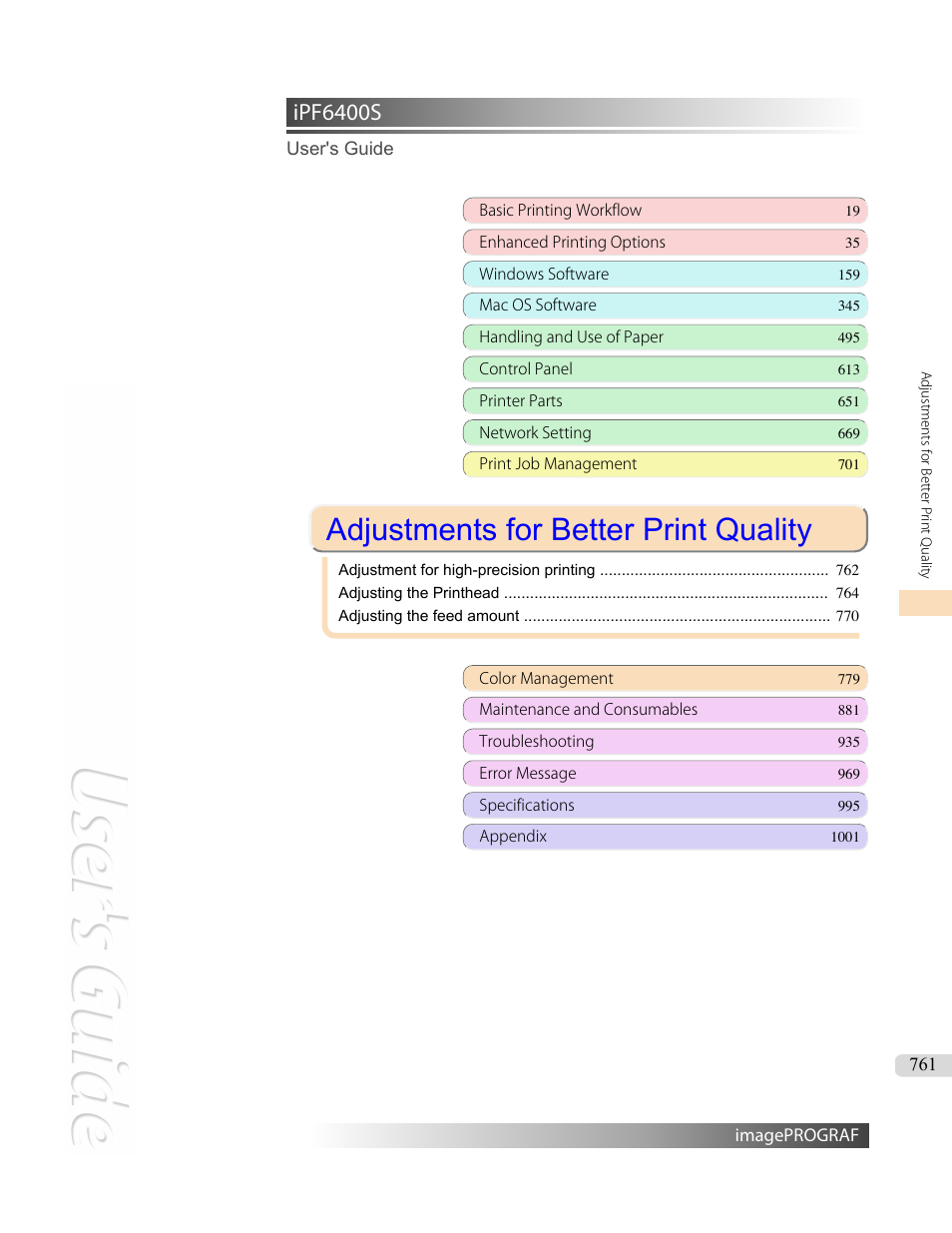 Adjustments for better print quality, Ipf6400s | Canon imagePROGRAF iPF6400S User Manual | Page 761 / 1022