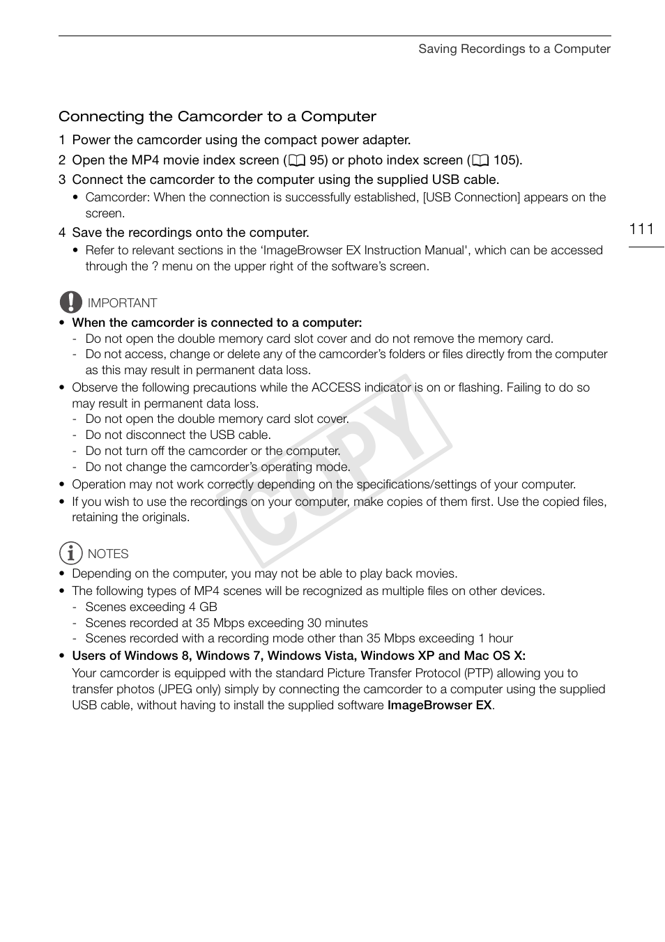 Cop y | Canon VIXIA HF G30 User Manual | Page 111 / 189