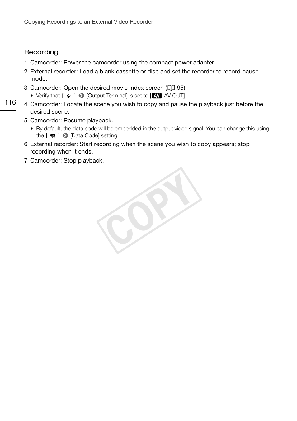 Cop y | Canon VIXIA HF G30 User Manual | Page 116 / 189