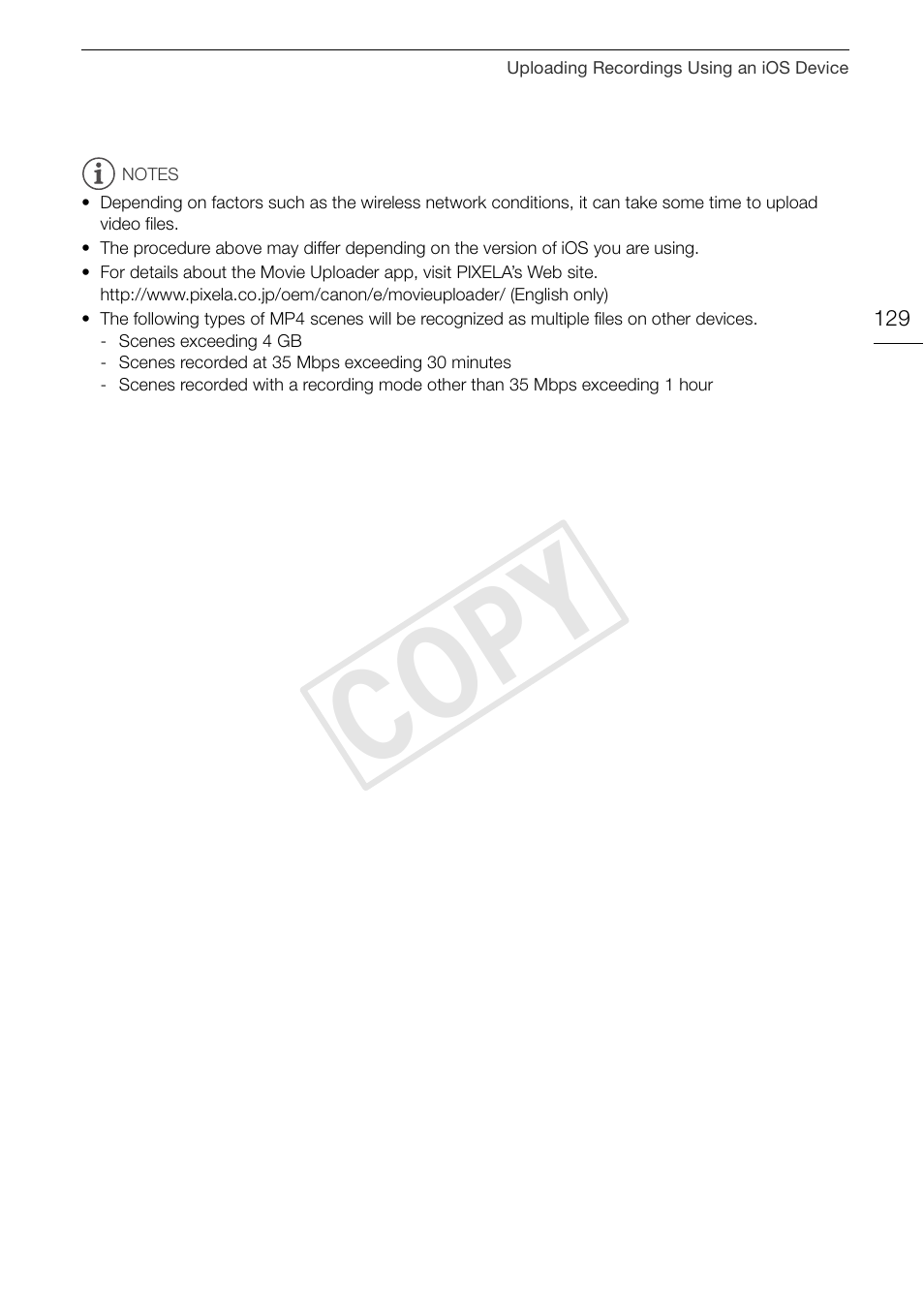 Cop y | Canon VIXIA HF G30 User Manual | Page 129 / 189