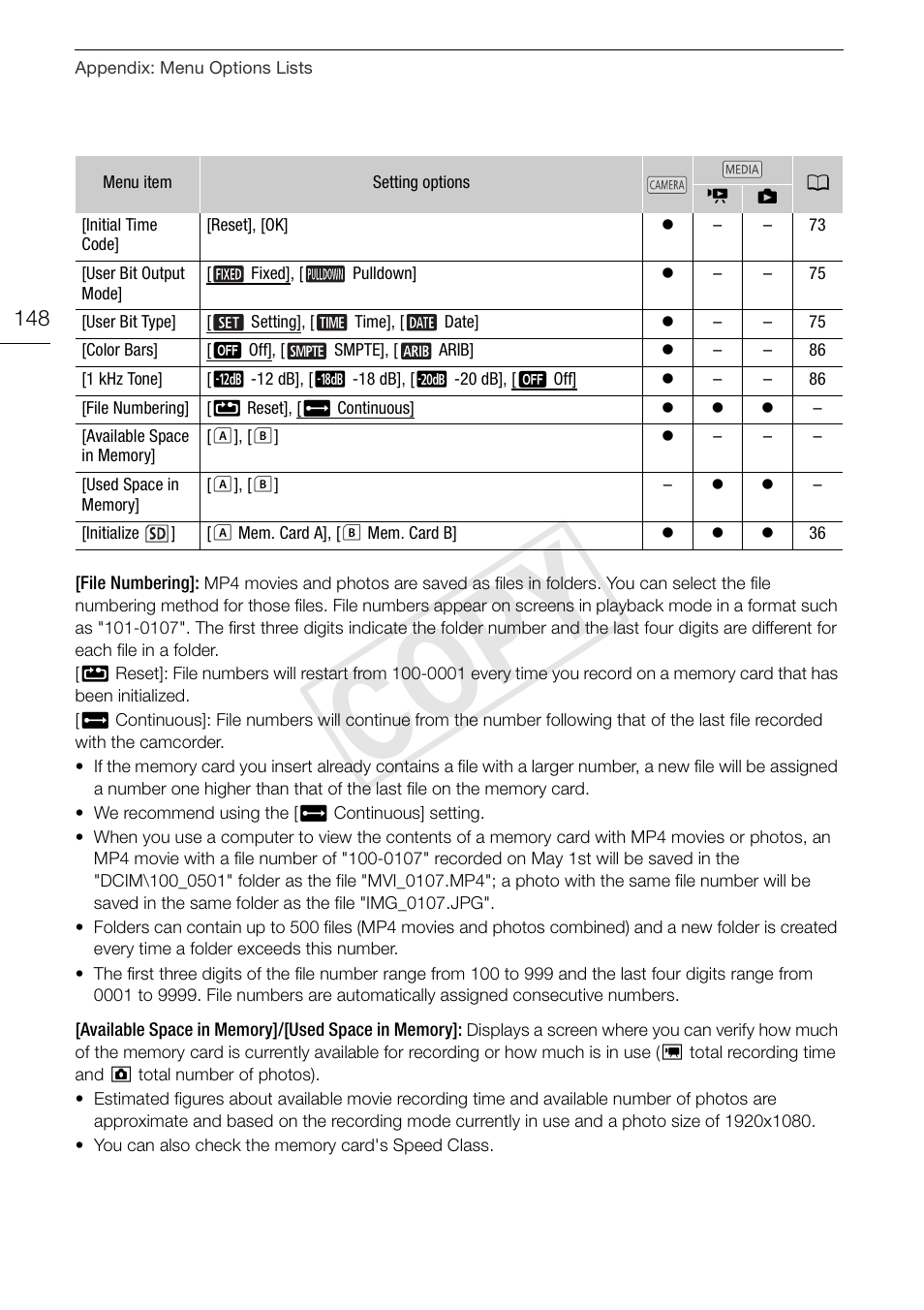Cop y | Canon VIXIA HF G30 User Manual | Page 148 / 189