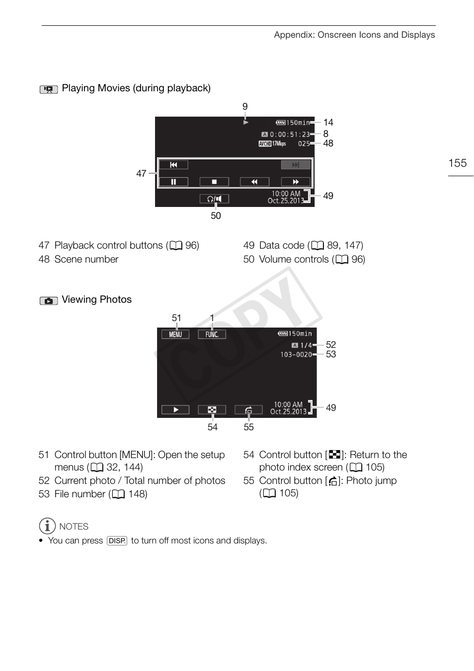 Cop y | Canon VIXIA HF G30 User Manual | Page 155 / 189