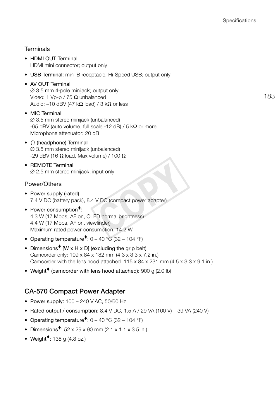 Cop y | Canon VIXIA HF G30 User Manual | Page 183 / 189