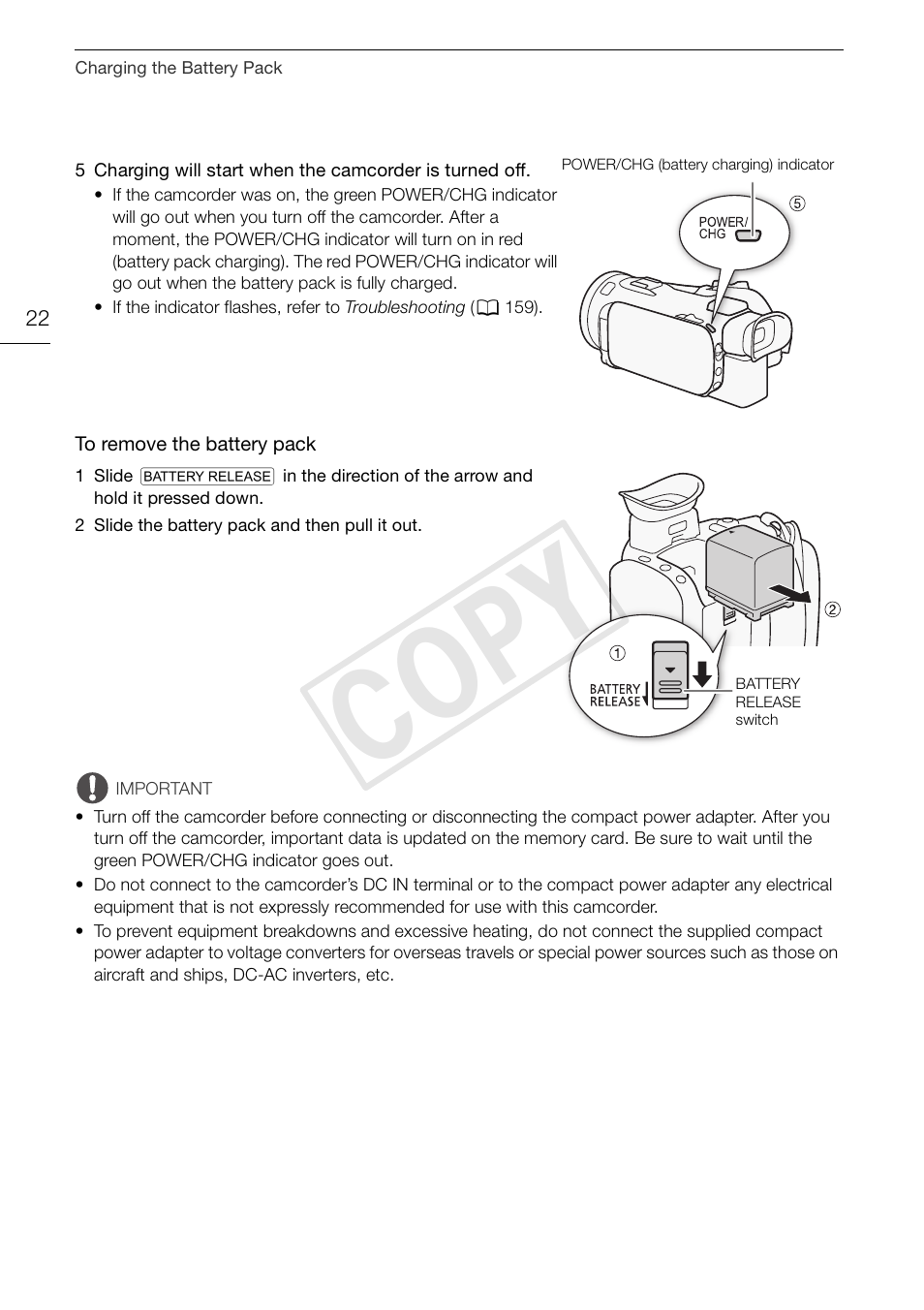 Cop y | Canon VIXIA HF G30 User Manual | Page 22 / 189