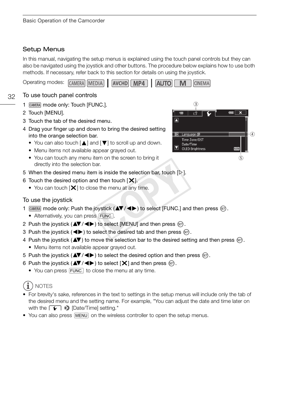 Cop y | Canon VIXIA HF G30 User Manual | Page 32 / 189