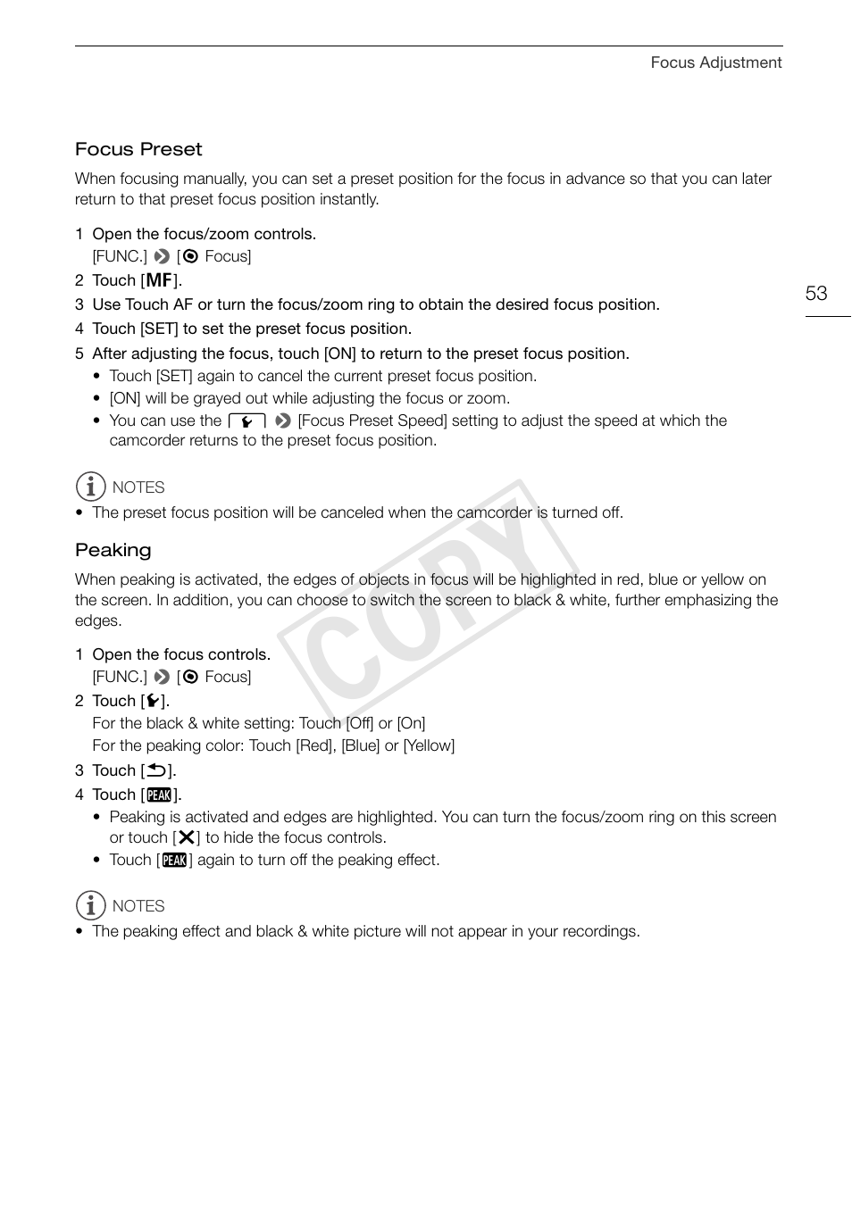 Cop y | Canon VIXIA HF G30 User Manual | Page 53 / 189