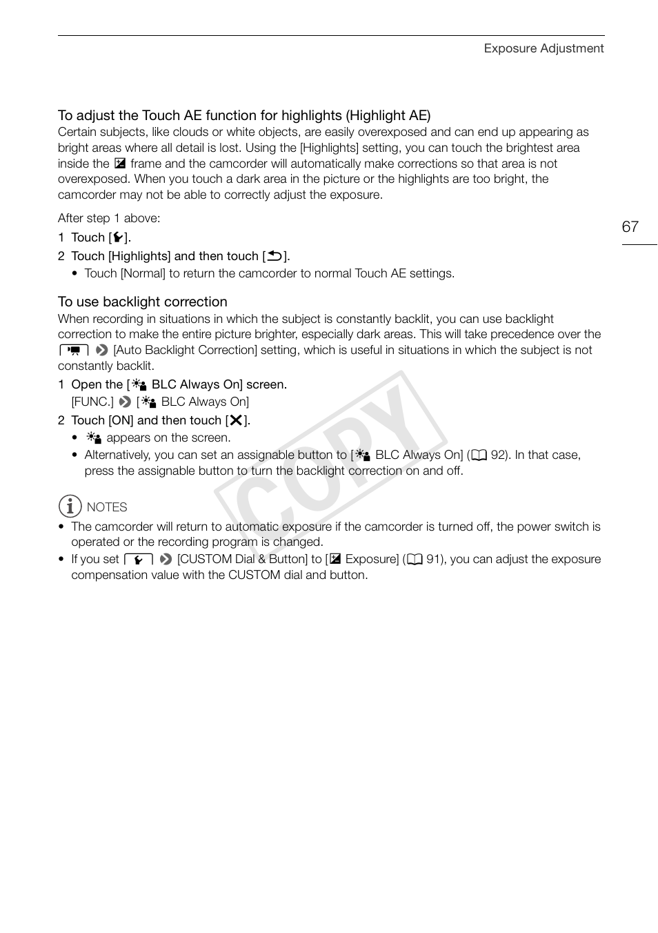 Cop y | Canon VIXIA HF G30 User Manual | Page 67 / 189
