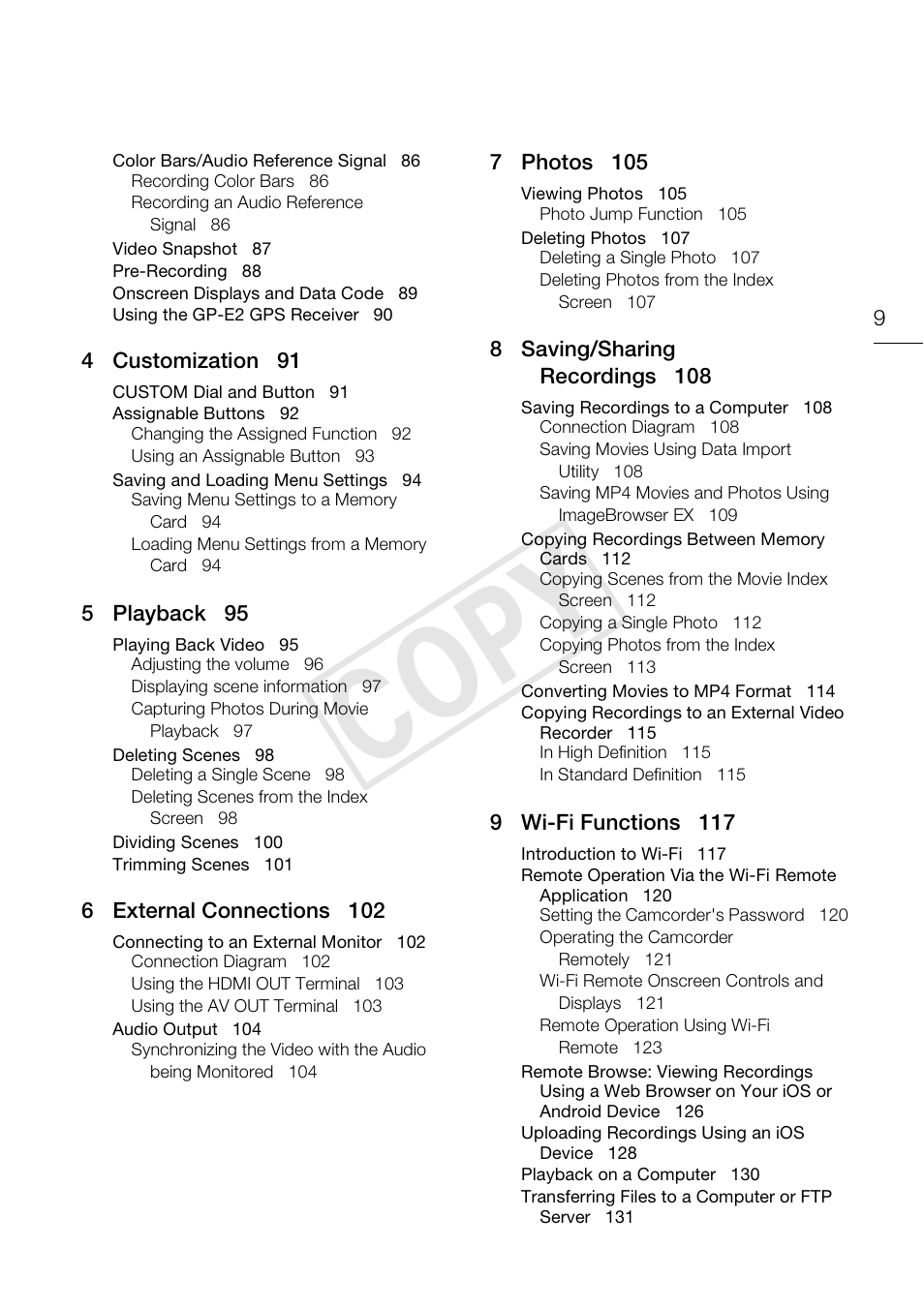 Cop y | Canon VIXIA HF G30 User Manual | Page 9 / 189