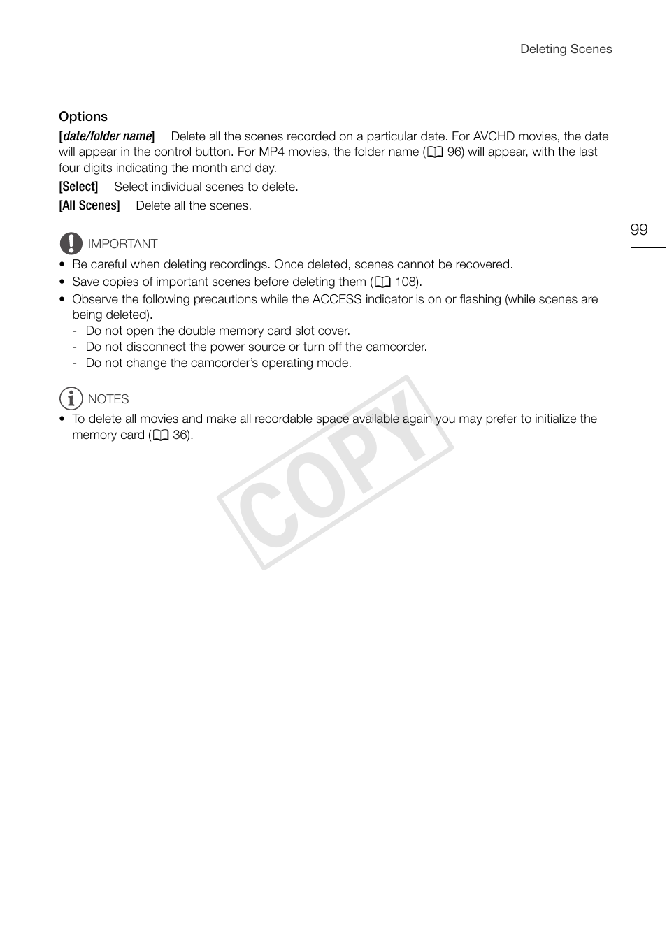 Cop y | Canon VIXIA HF G30 User Manual | Page 99 / 189