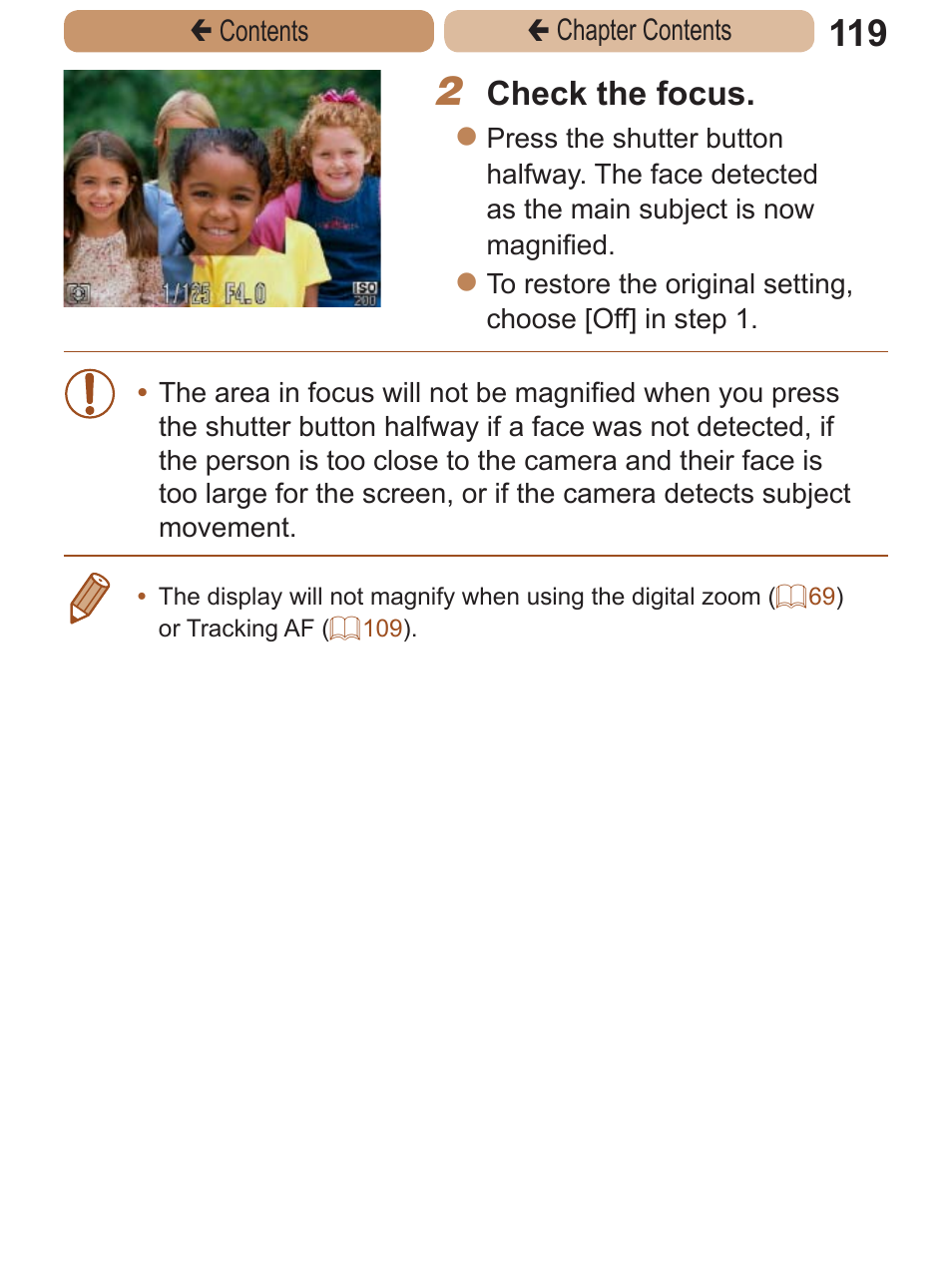 Check the focus | Canon PowerShot A2600 User Manual | Page 119 / 229