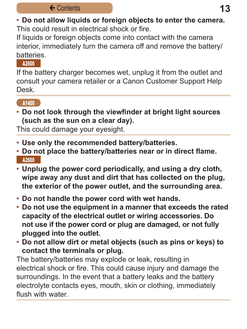 Canon PowerShot A2600 User Manual | Page 13 / 229