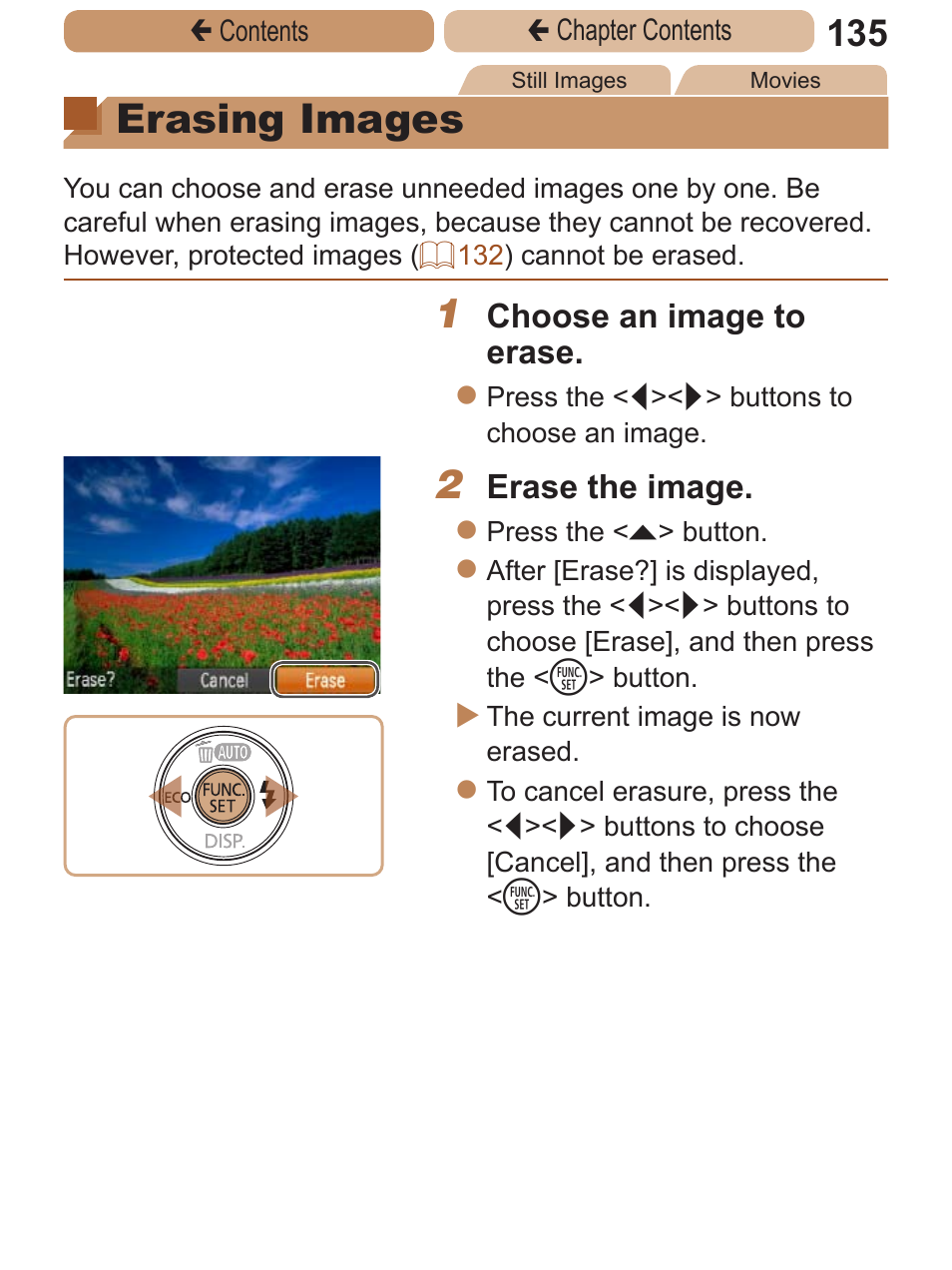 Erasing images, These images all at once | Canon PowerShot A2600 User Manual | Page 135 / 229