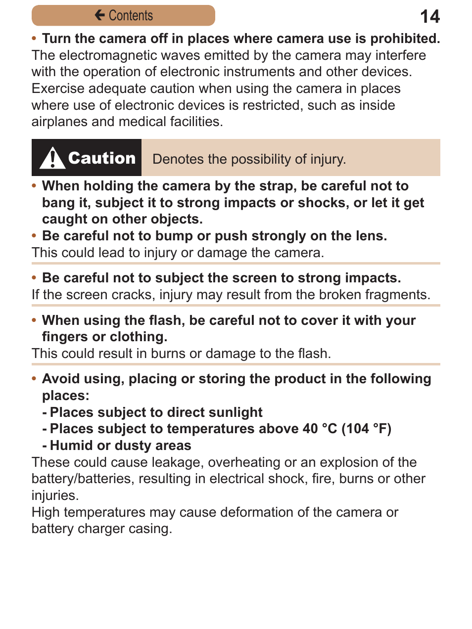 Caution | Canon PowerShot A2600 User Manual | Page 14 / 229