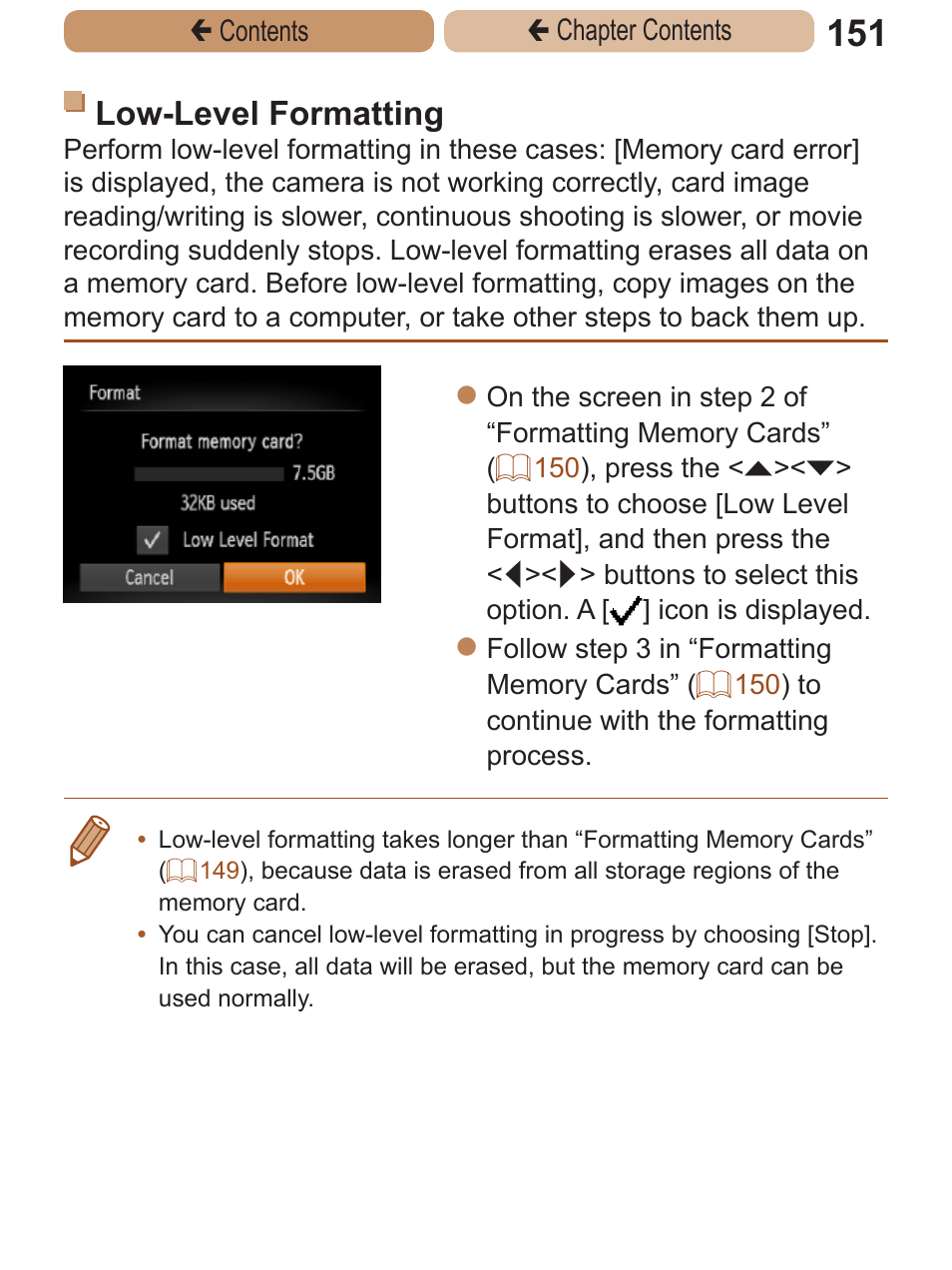 Low-level formatting | Canon PowerShot A2600 User Manual | Page 151 / 229