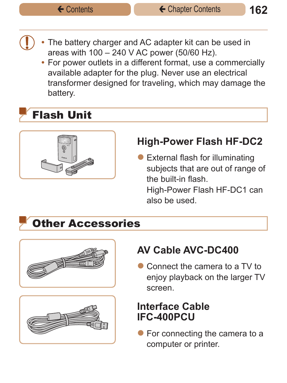 Flash unit, Other accessories | Canon PowerShot A2600 User Manual | Page 162 / 229