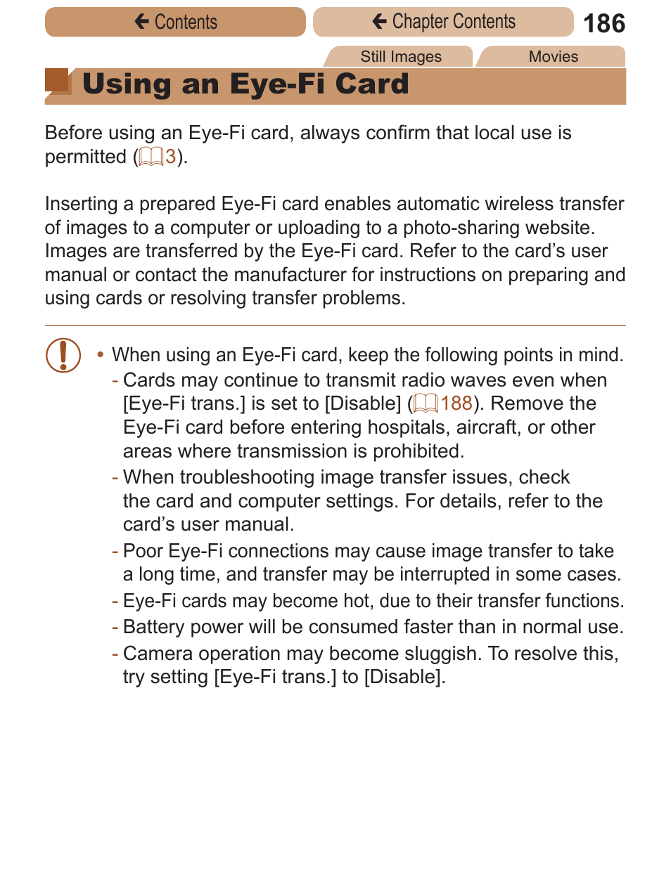 Using an eye-fi card, Eye-fi settings | Canon PowerShot A2600 User Manual | Page 186 / 229