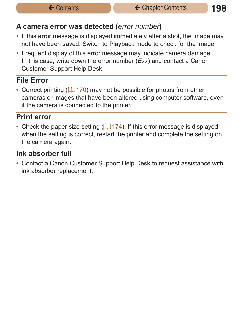 Çcontents ç chapter contents | Canon PowerShot A2600 User Manual | Page 198 / 229