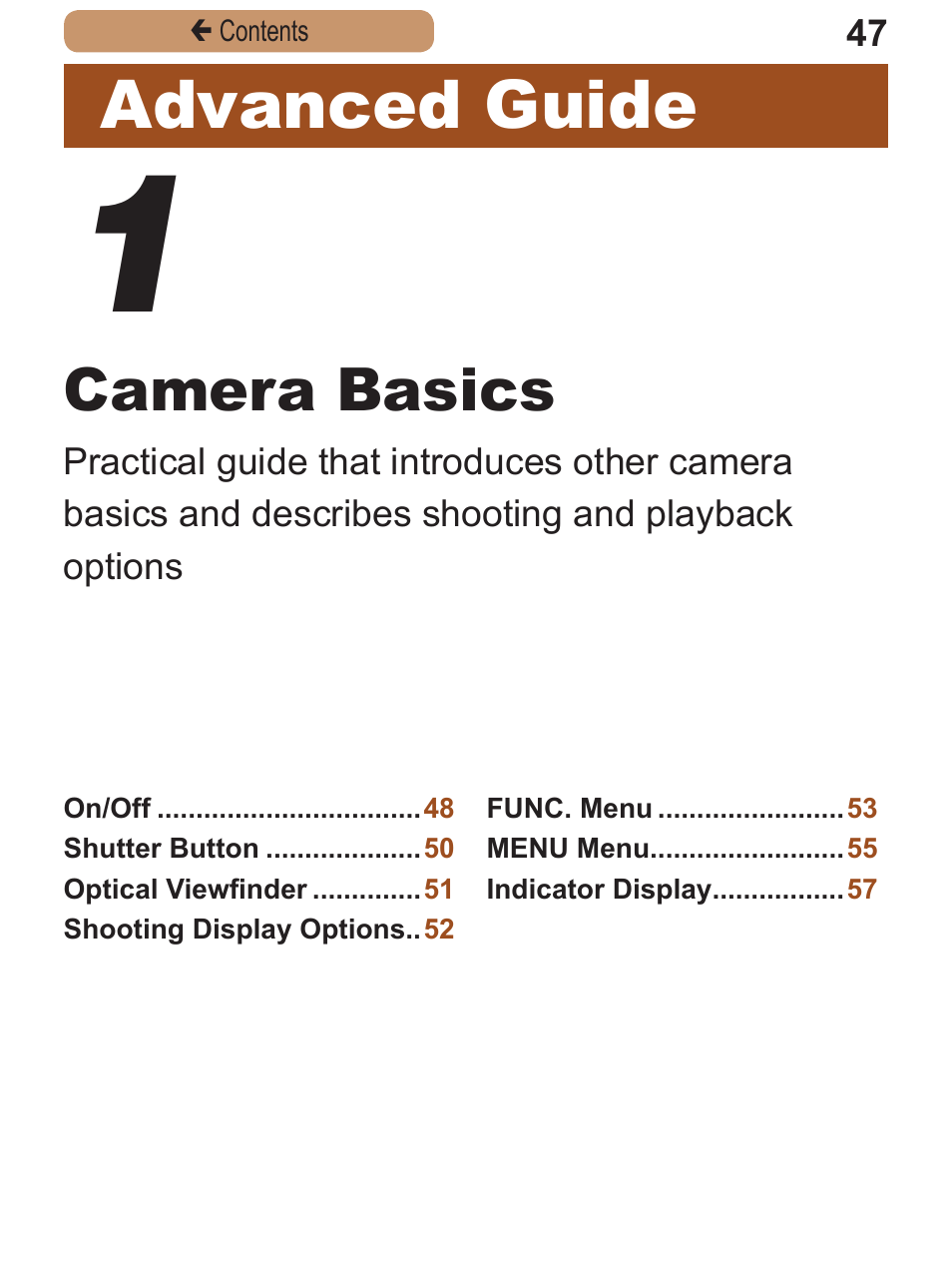 Advanced guide, Camera basics | Canon PowerShot A2600 User Manual | Page 47 / 229