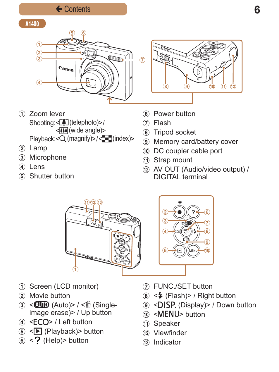 Çcontents | Canon PowerShot A2600 User Manual | Page 6 / 229