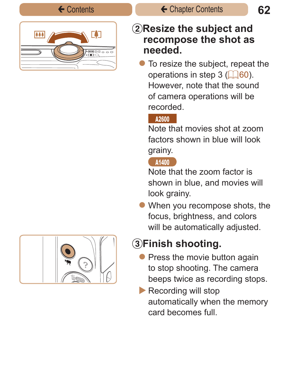 Finish shooting | Canon PowerShot A2600 User Manual | Page 62 / 229