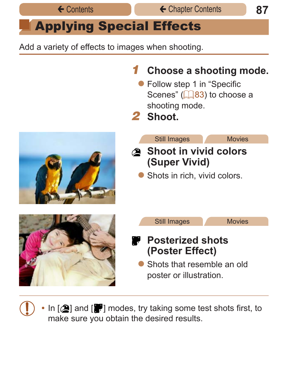 Applying special effects | Canon PowerShot A2600 User Manual | Page 87 / 229