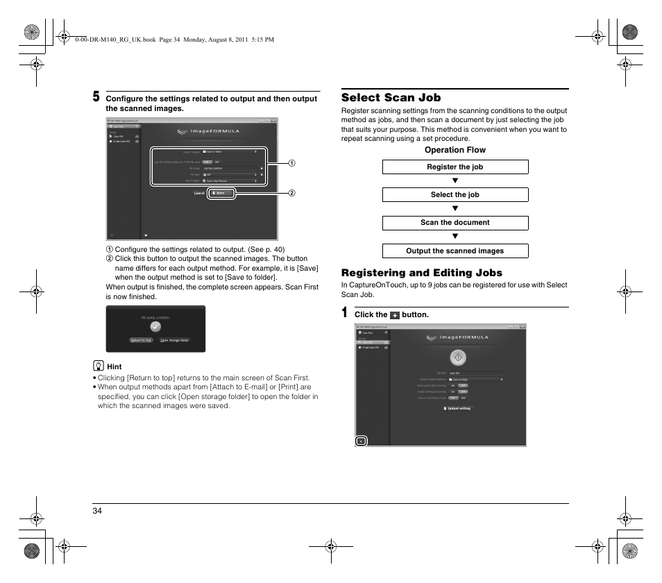 Select scan job | Canon imageFORMULA DR-M140 Document Scanner User Manual | Page 34 / 56