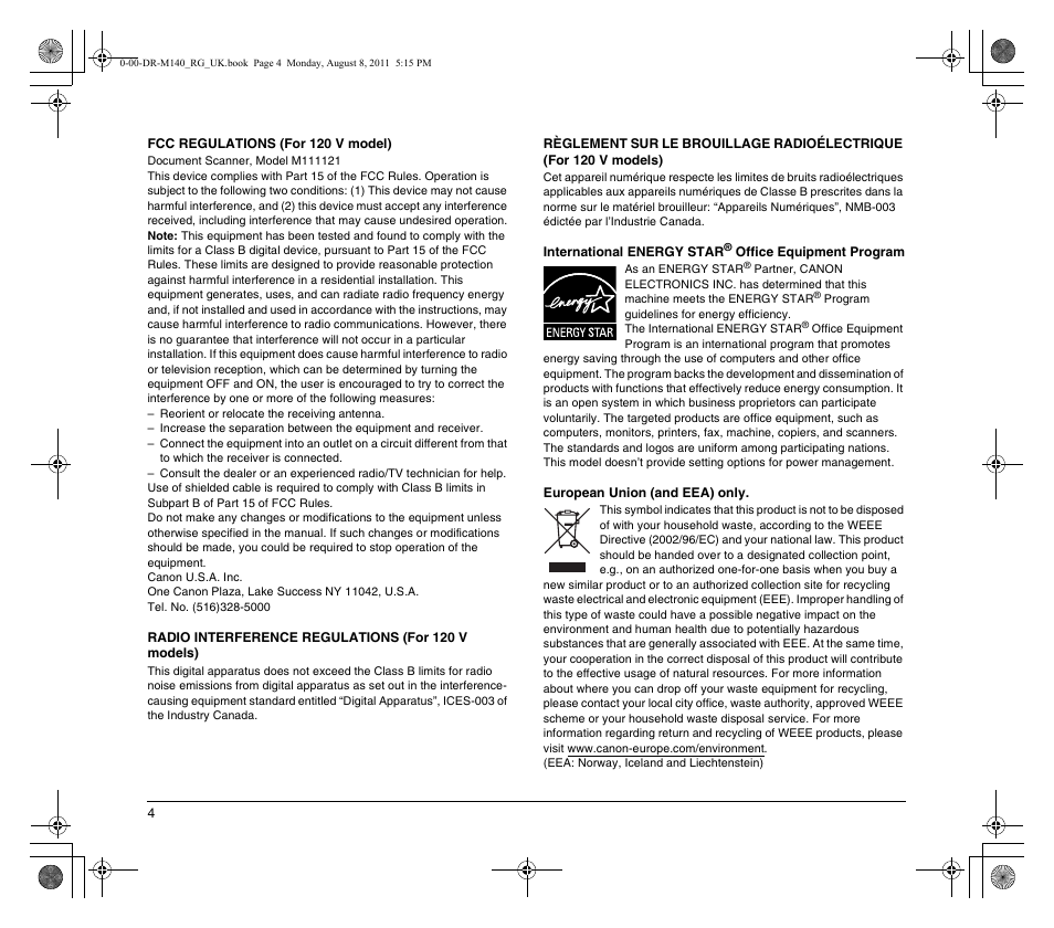 Canon imageFORMULA DR-M140 Document Scanner User Manual | Page 4 / 56