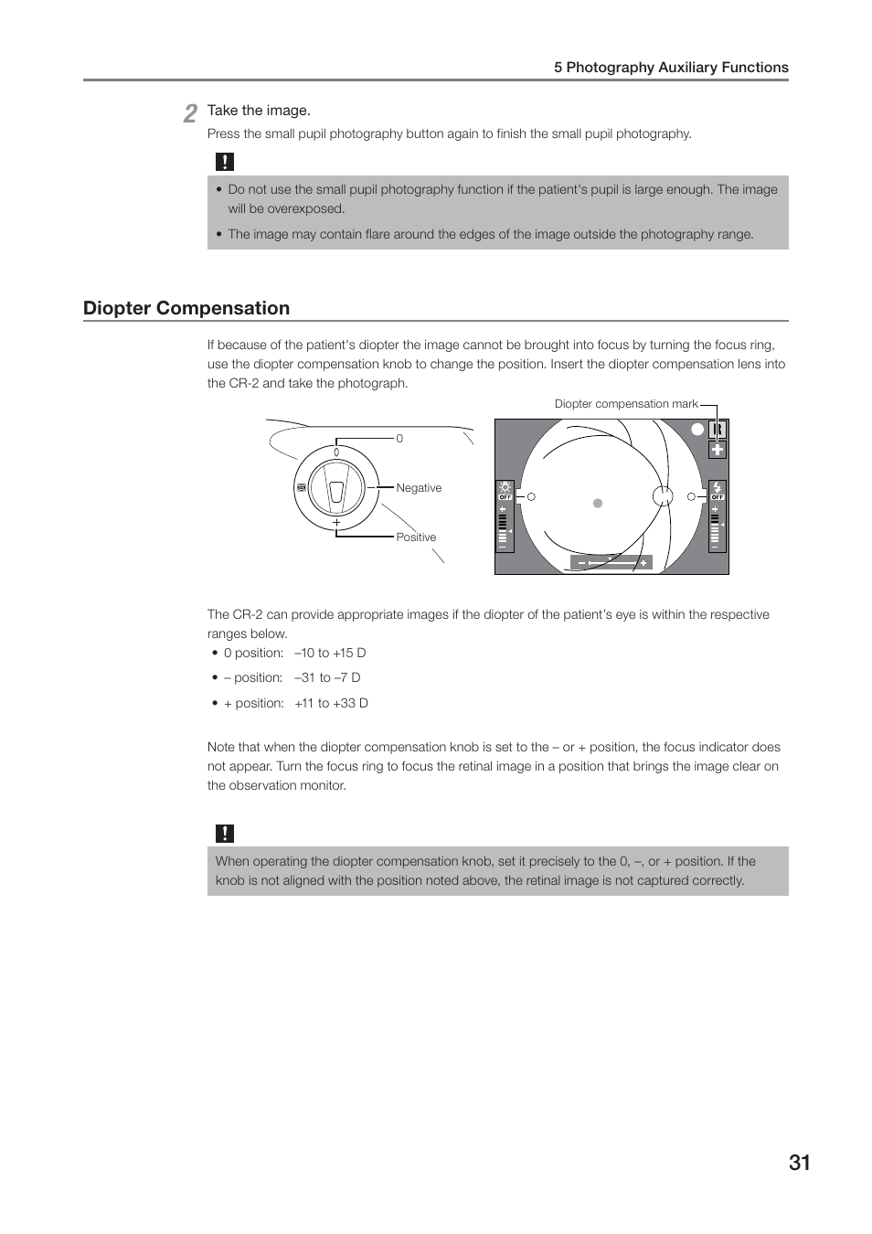 Diopter compensation | Canon CR-2 User Manual | Page 31 / 52