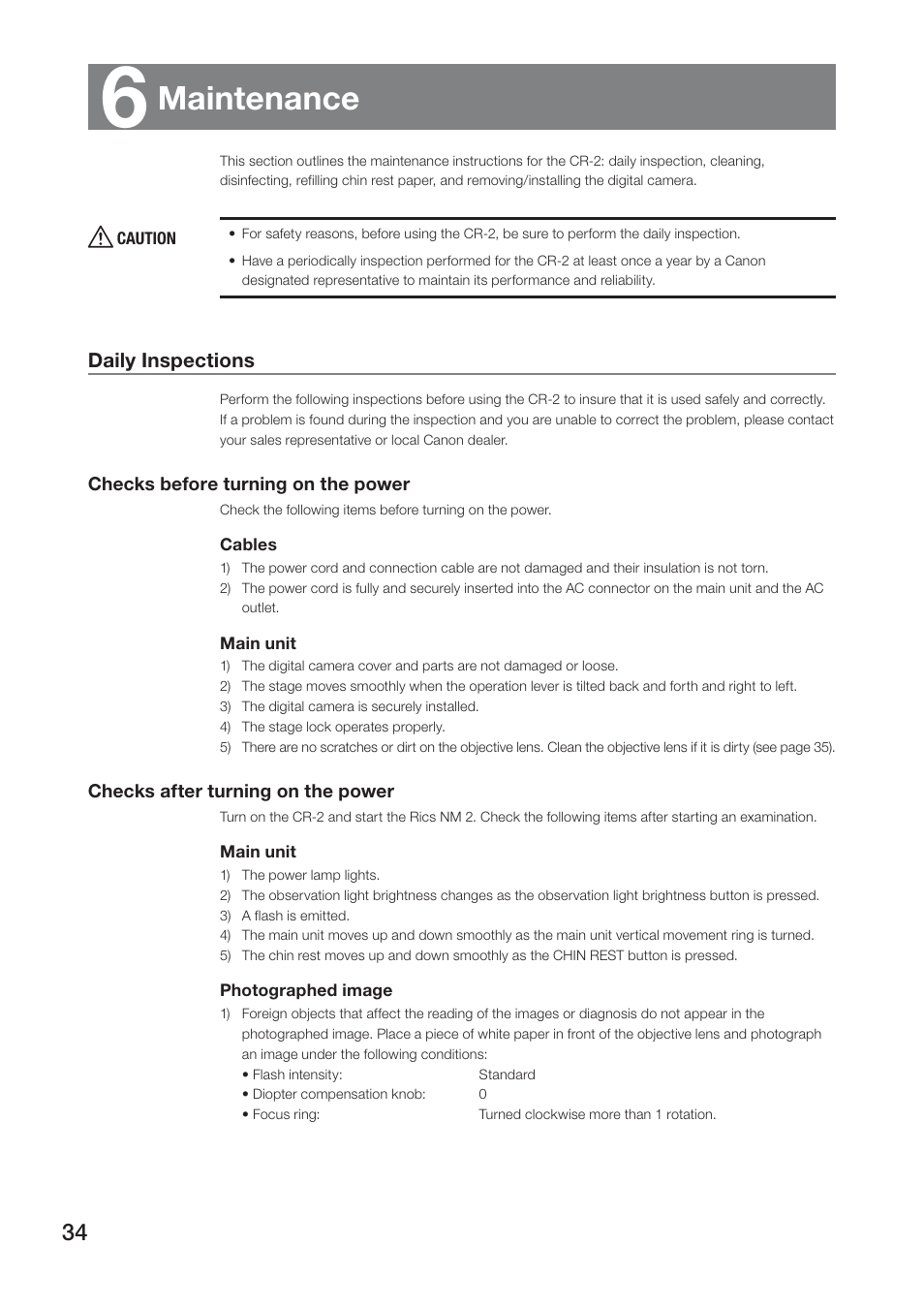 Maintenance | Canon CR-2 User Manual | Page 34 / 52