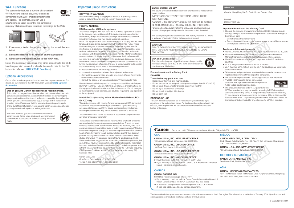 Cop y cop y cop y cop y cop y cop y cop y cop y | Canon VIXIA mini User Manual | Page 2 / 2