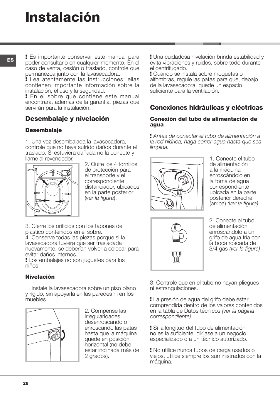 Instalación | Hotpoint Ariston AQD970F 69 User Manual | Page 14 / 60