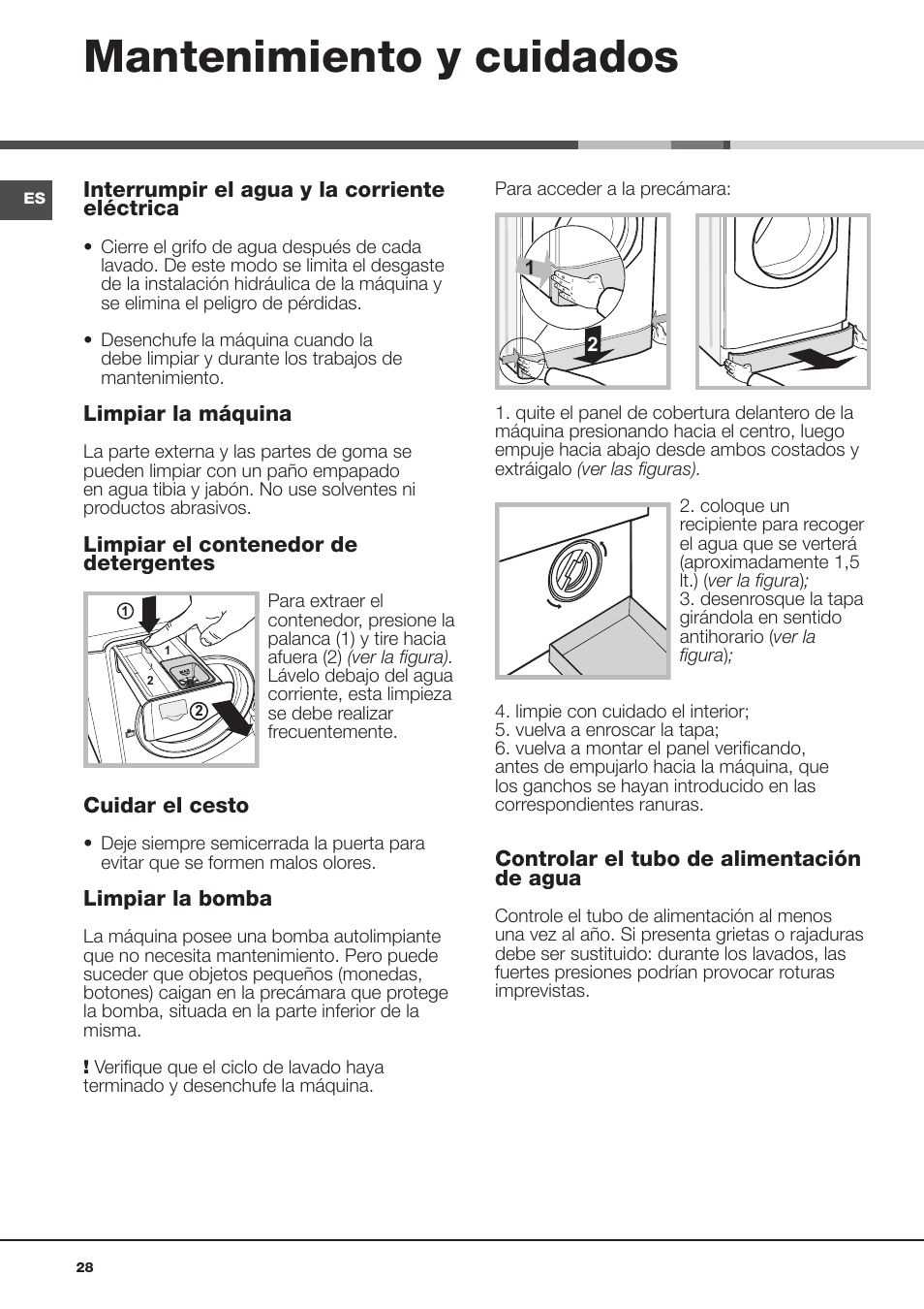 Mantenimiento y cuidados | Hotpoint Ariston AQD970F 69 User Manual | Page 16 / 60