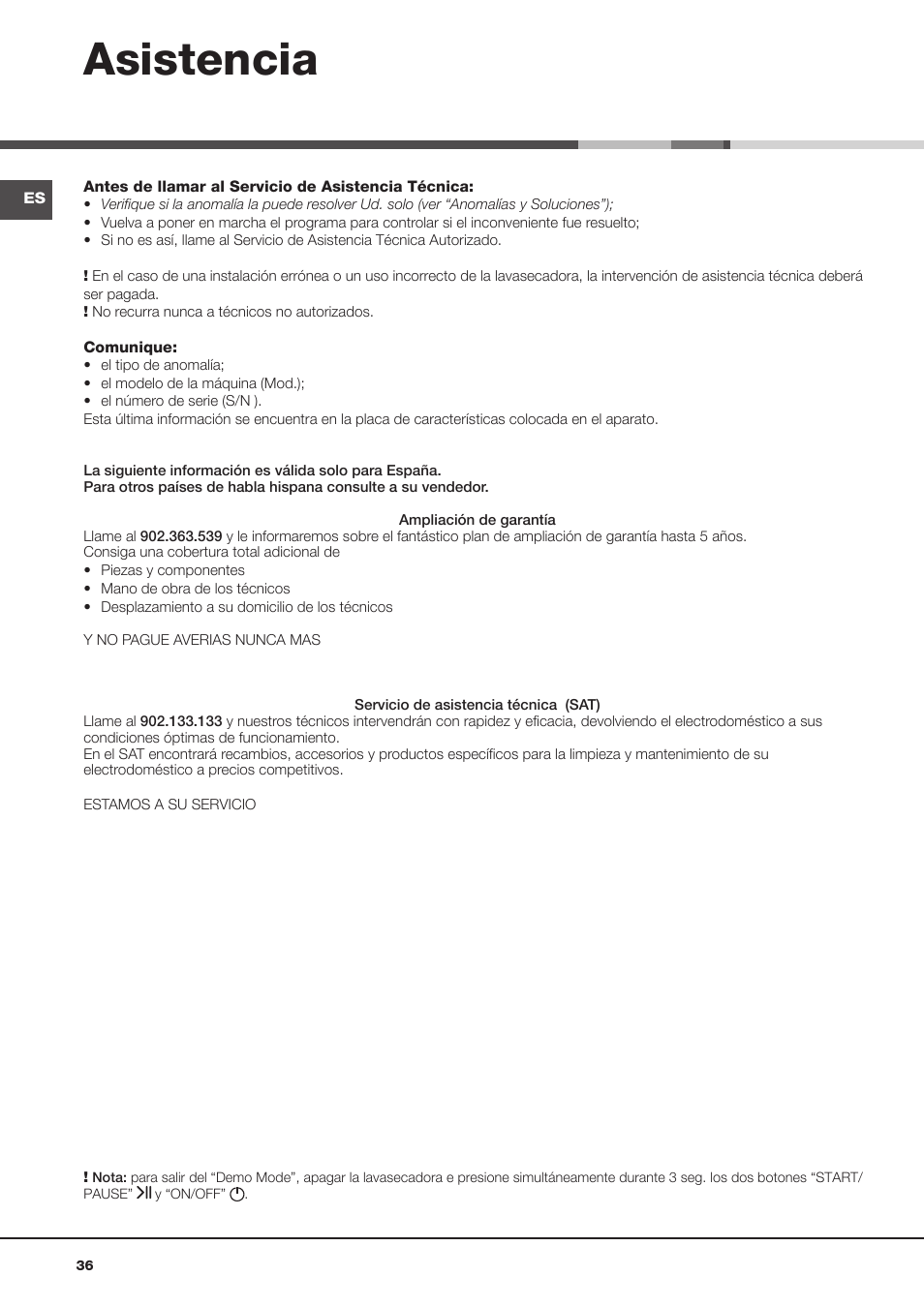 Asistencia | Hotpoint Ariston AQD970F 69 User Manual | Page 24 / 60