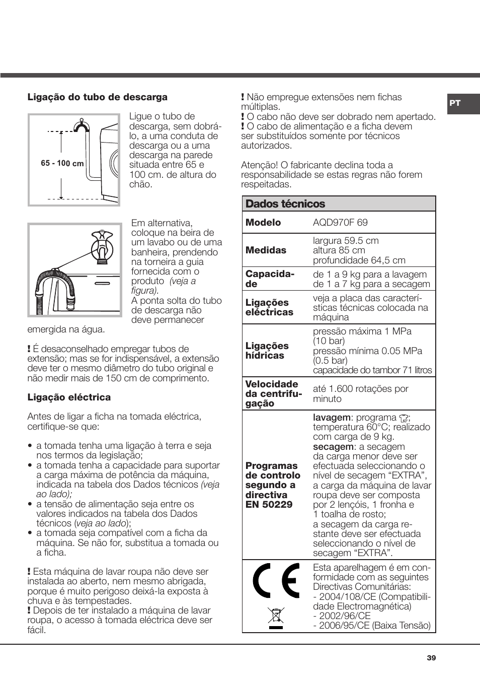 Hotpoint Ariston AQD970F 69 User Manual | Page 39 / 60