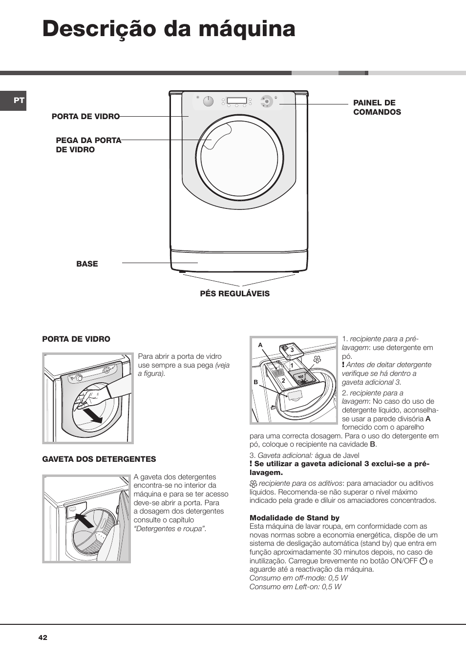 Descrição da máquina | Hotpoint Ariston AQD970F 69 User Manual | Page 42 / 60